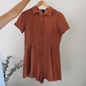 Forever 21 Burnt Orange Houndstooth Romper